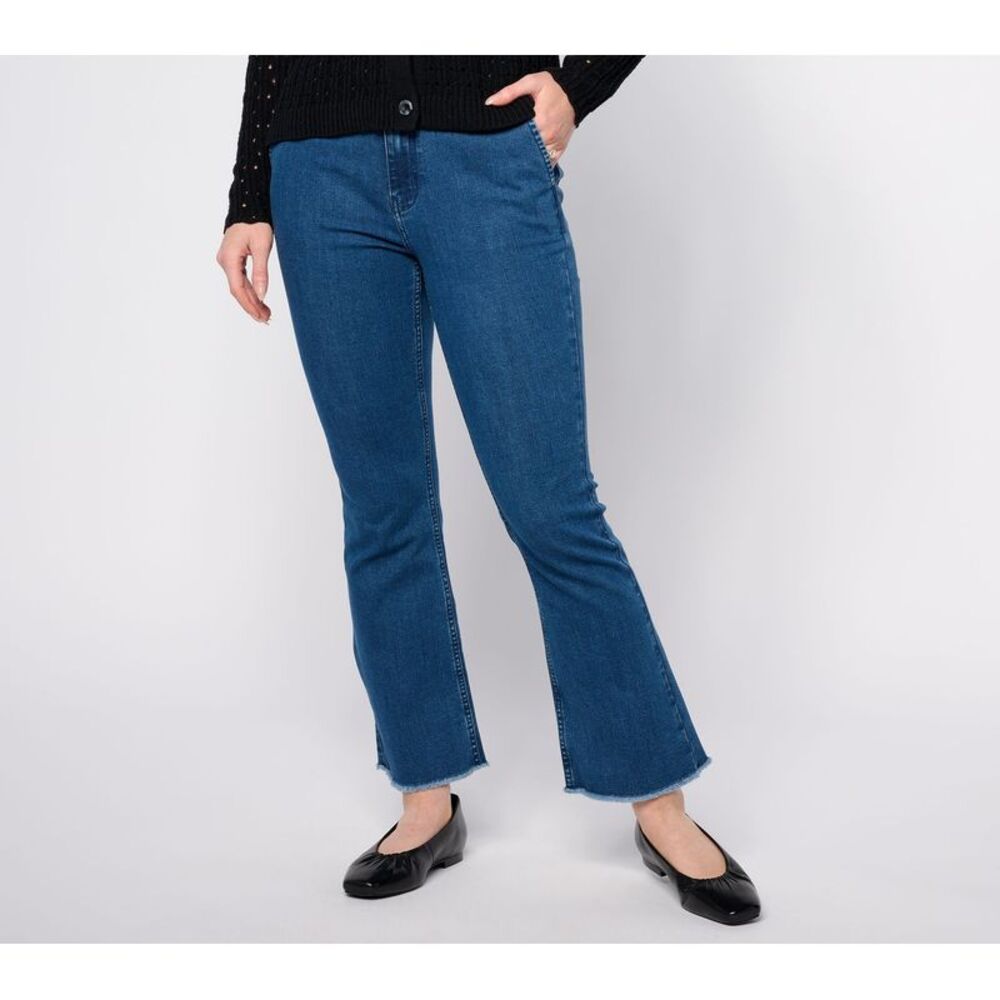 CAKES Women's Petite Pants 14P Ankle Frayed Hem Jean Blue